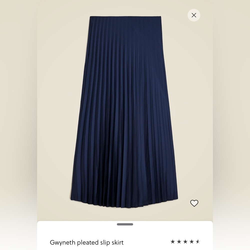 J Crew Gwyneth Navy Pleated Slip Skirt